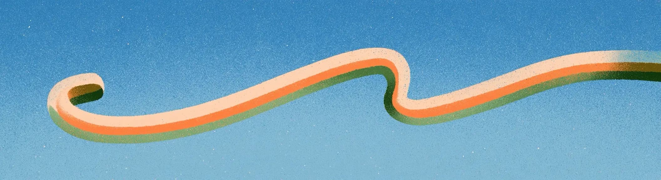 A ribbon rippling across a blue sky