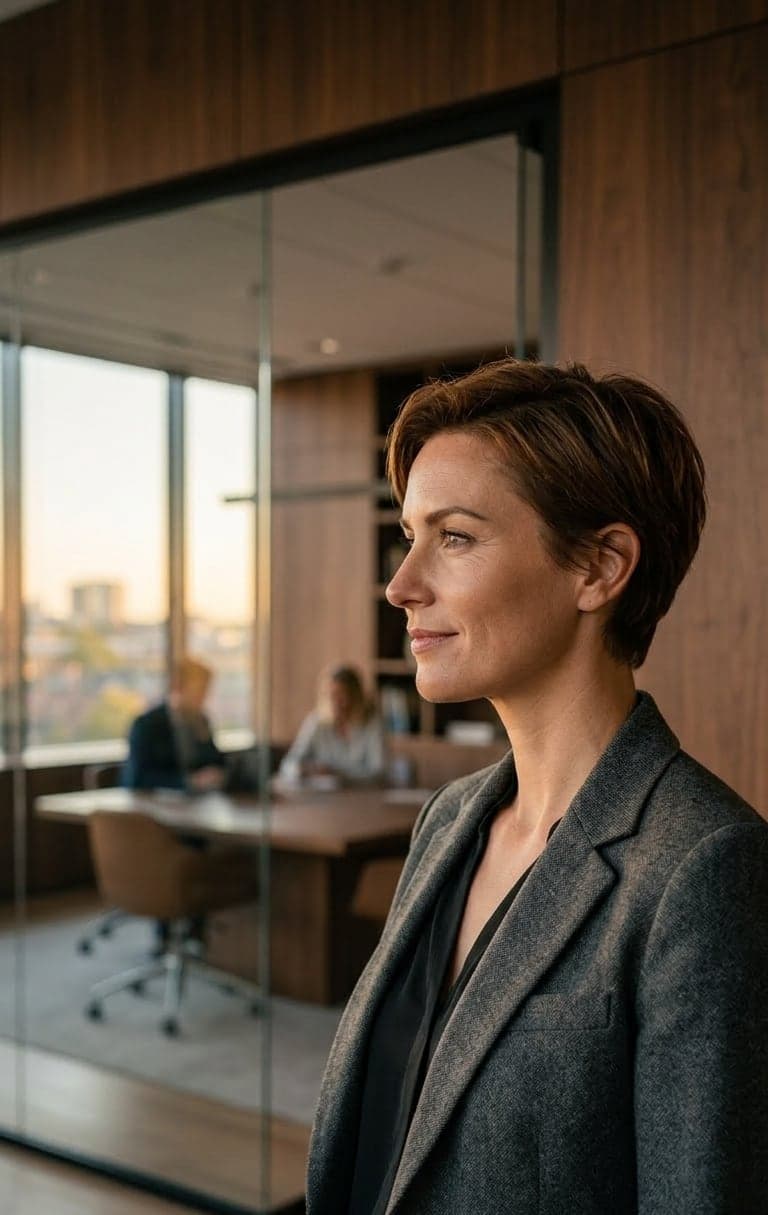 A company leader reviewing brand presentation choices